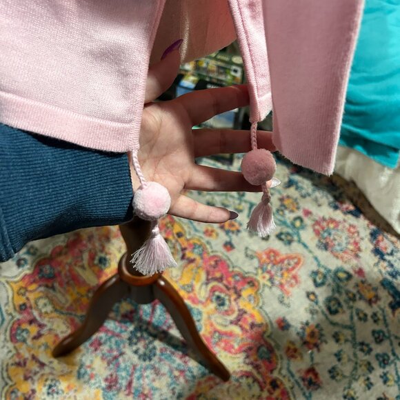 Lilly Pulitzer Colorblock Pink & White Sweater — XXS — Tassel Hem + Front Pocket - Picture 5 of 9